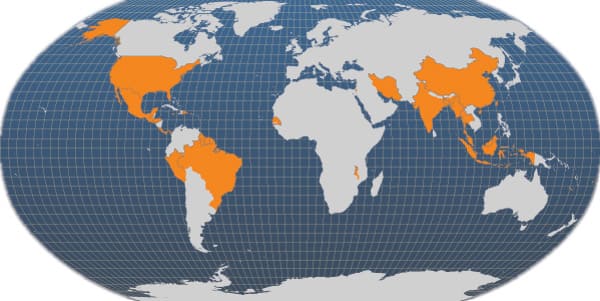 Mapa da localização do camarão da malásia 