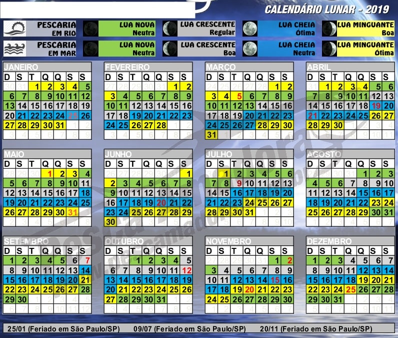 calendário de oesca